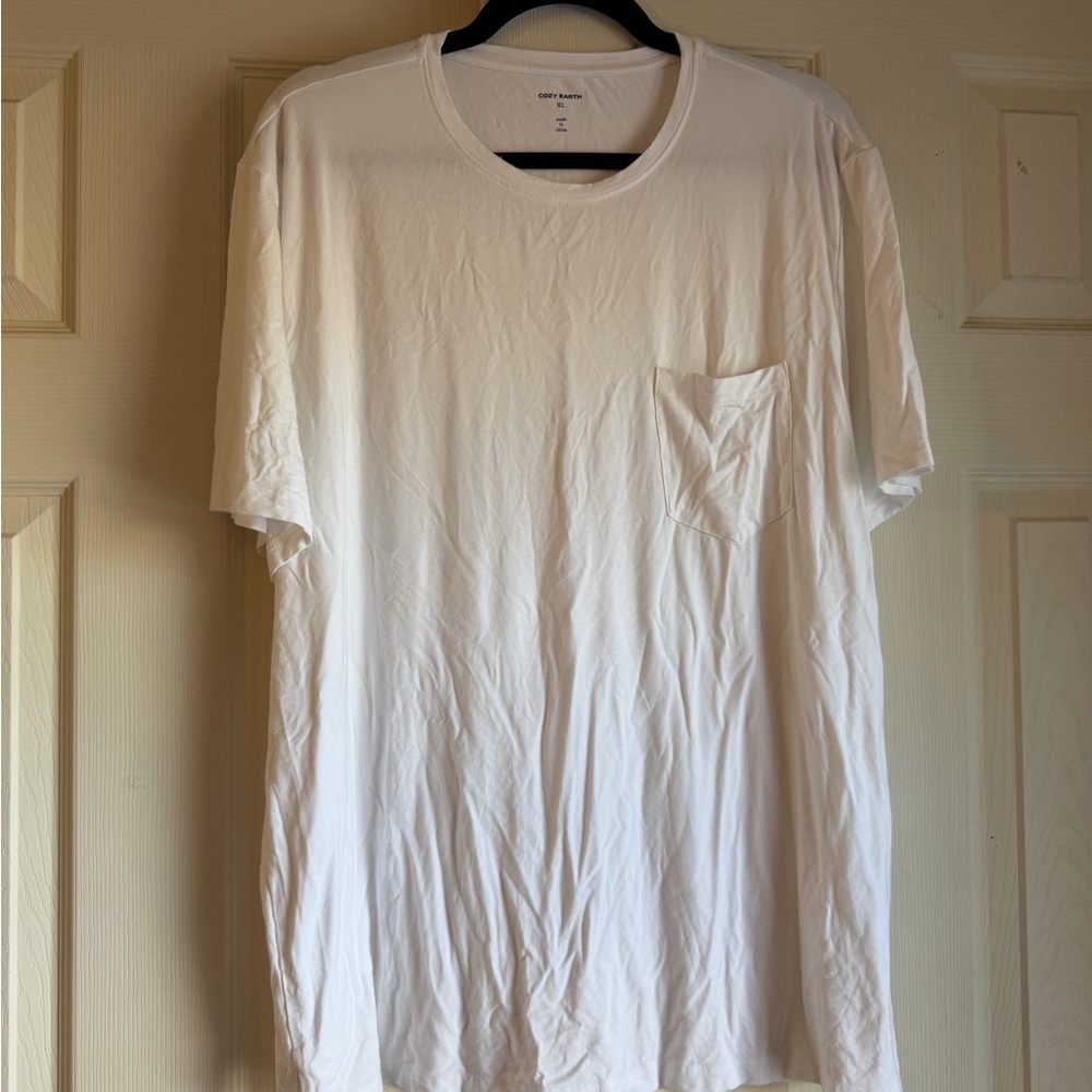 Cozy Earth Men’s Super Soft White Short Sleeve Tee XL